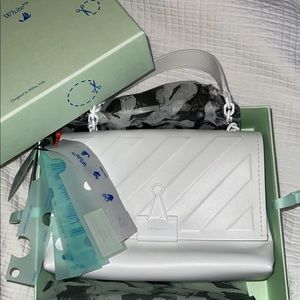 AUTHENTIC Off White Diag Soft Binder Bag White
